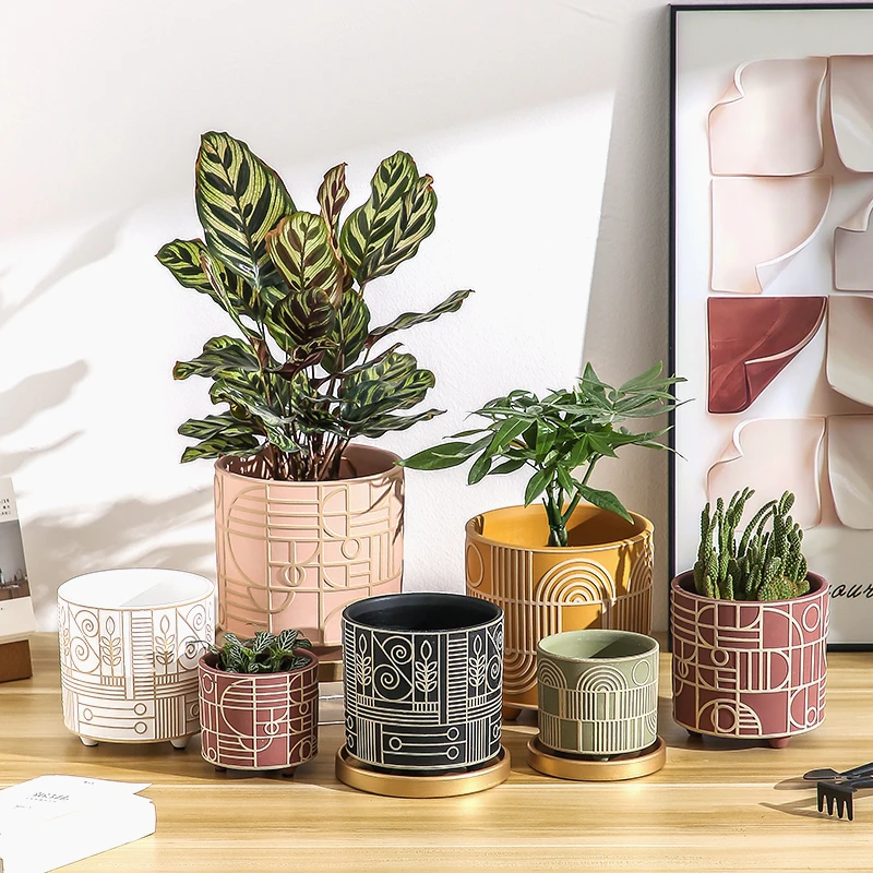Aloe Vera Pot - Simple ทรงกระบอกเซรามิคดอกไม้หม้อ Succulent Plant Potted ตกแต่งสวนภายในเคาน์เตอร์ดอกไม้หม้อ